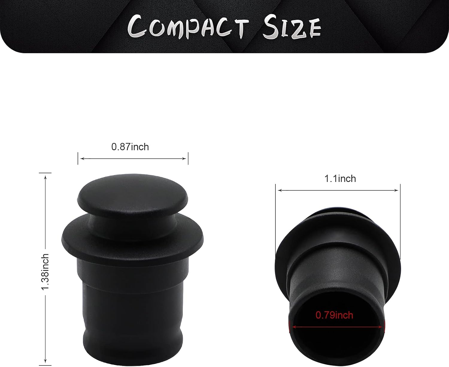 ZHSMS Universal Cigarette Lighter Cap - Waterproof Dustproof Cover for Auto Car Lighter Socket Plug - Car Accessory 2Pack (Black) image number 4