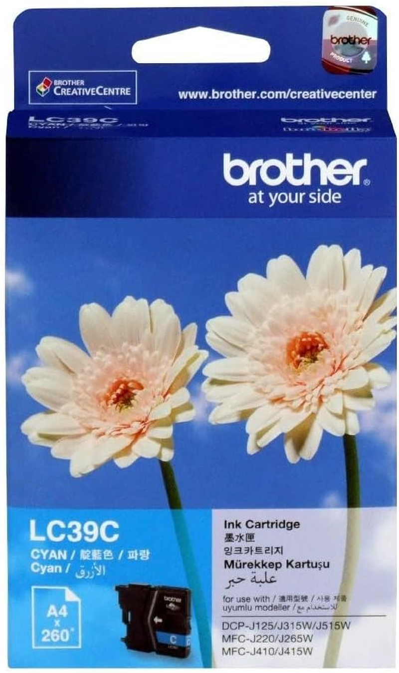 Brother Genuine LC39BK Ink Cartridge, Black, Page Yield up to 300 Pages, (LC-39BK) for Use With: MFC-J220, MFC-J265W, MFC-J415W