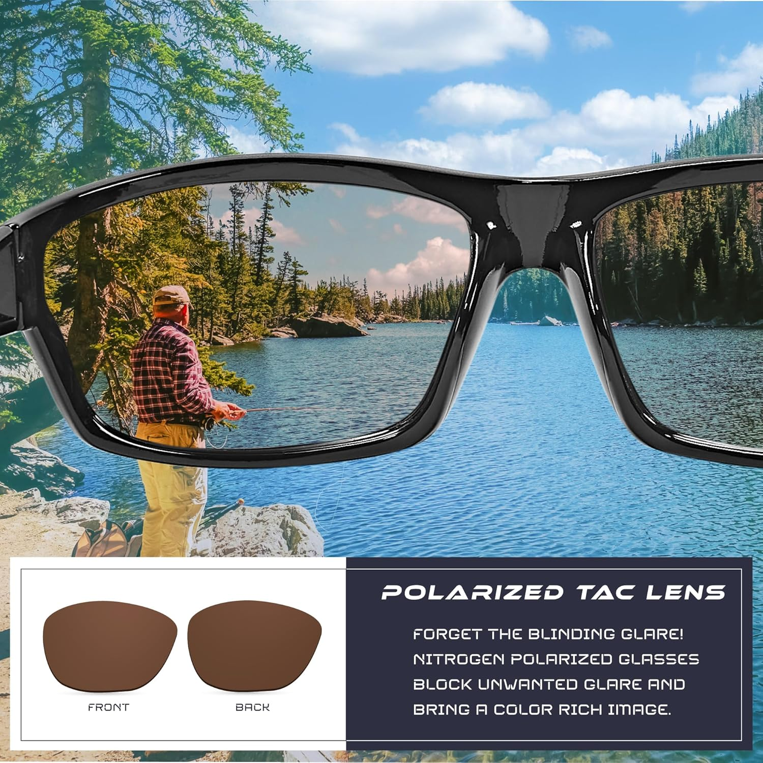 Nitrogen Polarized Wrap around Sport Sunglasses for Men Women UV400 - Black With Smoke Tint image number 7