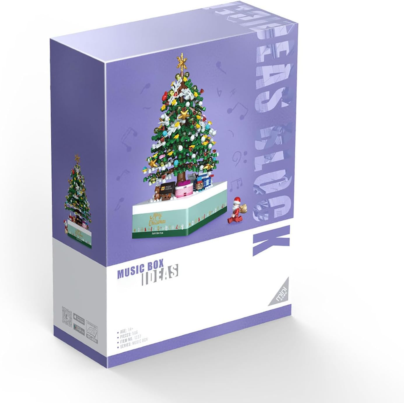 Christmas Tree Modular Building Kit &ndash; 506 Pcs Rotating Music-Box Display, Santa & Festive Ornaments &ndash; Creative Christmas Decoration & Gift, DIY Xmas Holiday Brick Kit image number 5