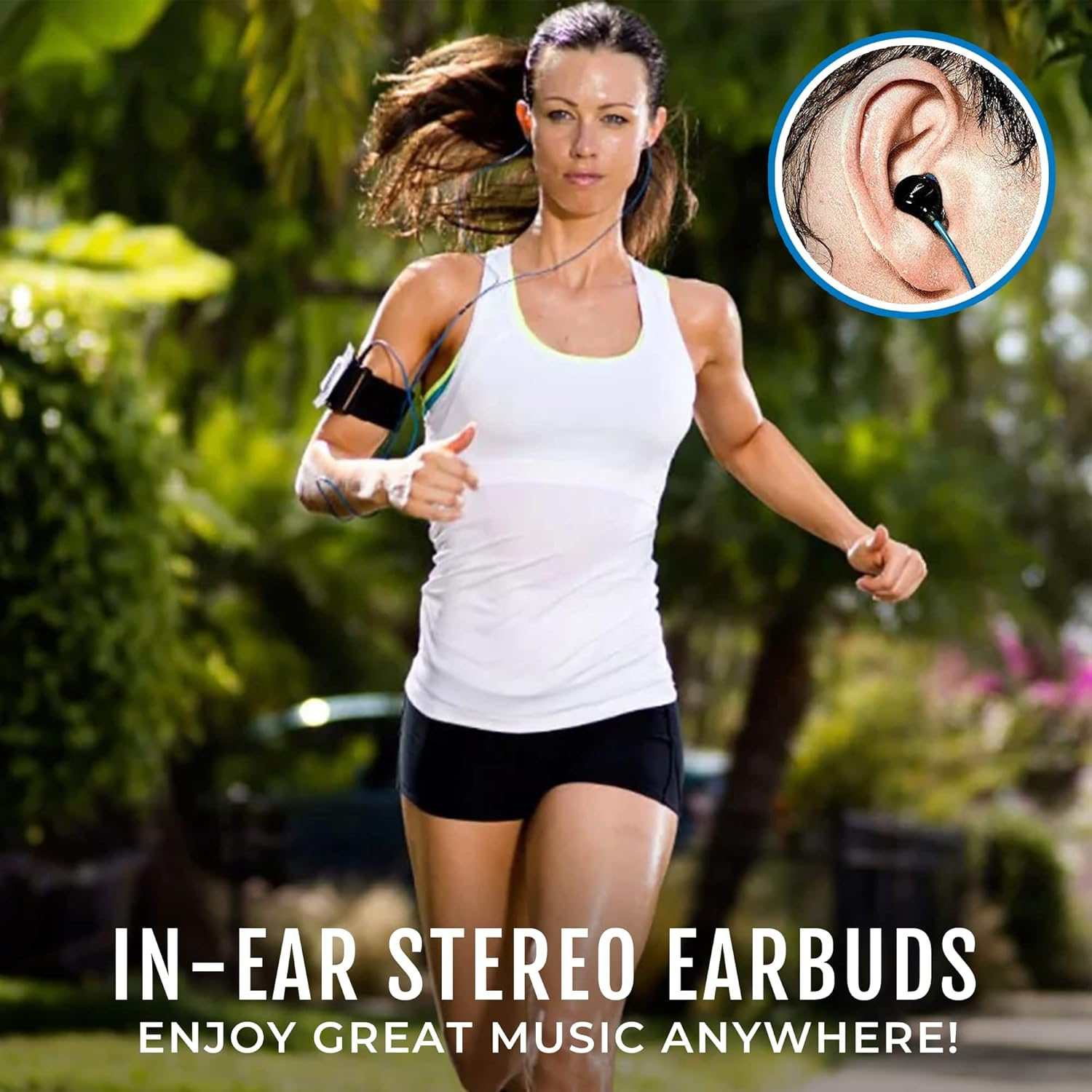 H2O Audio Surge+ 100% Waterproof Headphones - Noise Canceling, Sweatproof, IPX8 Swim Earbuds with Bass Boost, Multiple Earplug Sets, for Swimming, Running & Underwater Activities - Black/Blue