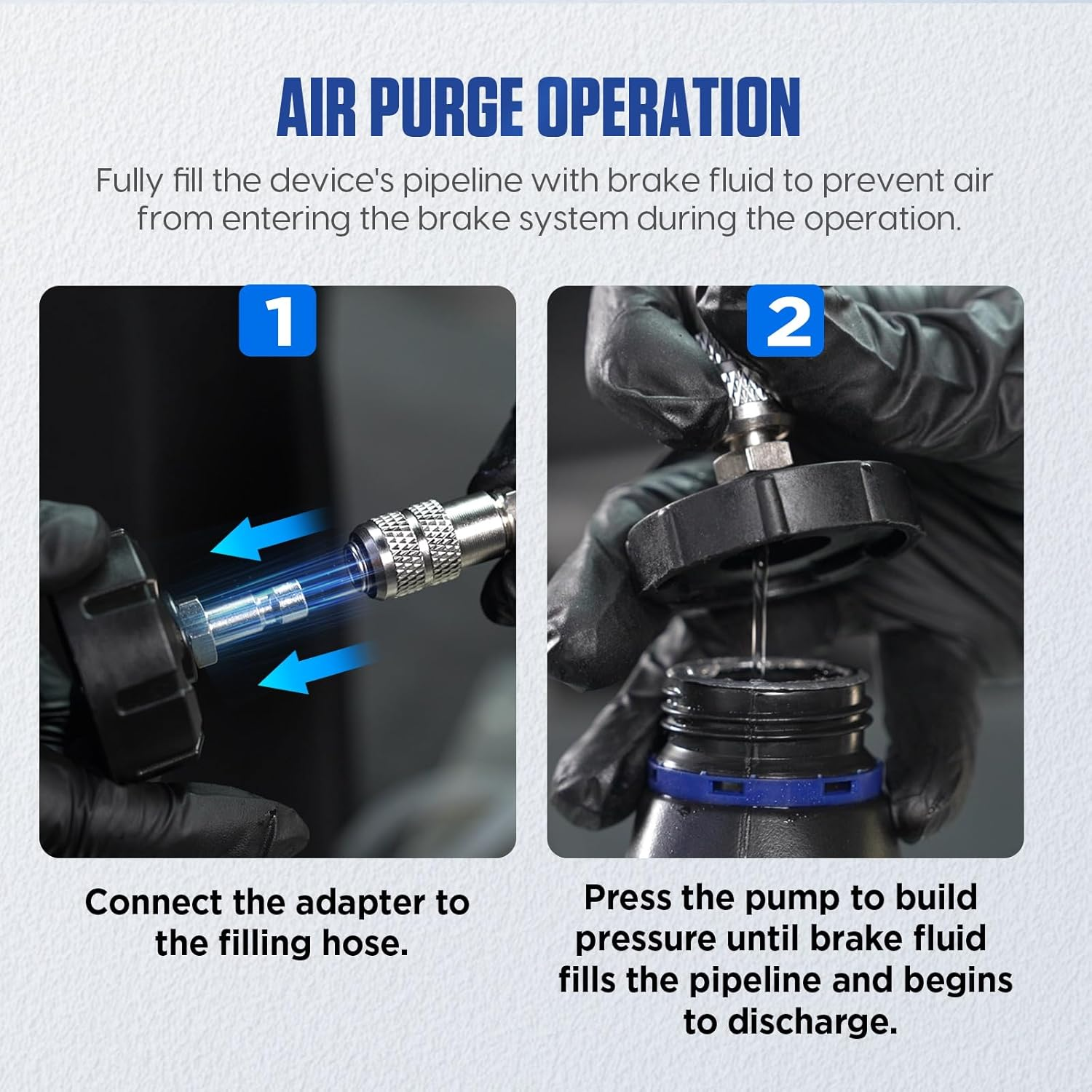 MRCARTOOL 3Lauto Brake Bleeder Brake Bleeder Fluid Pump Brake Fluid Changer with 1L Brake Bleed Bottle and 4 Master Cylinder Adapters E20 Adapter (3L) image number 6
