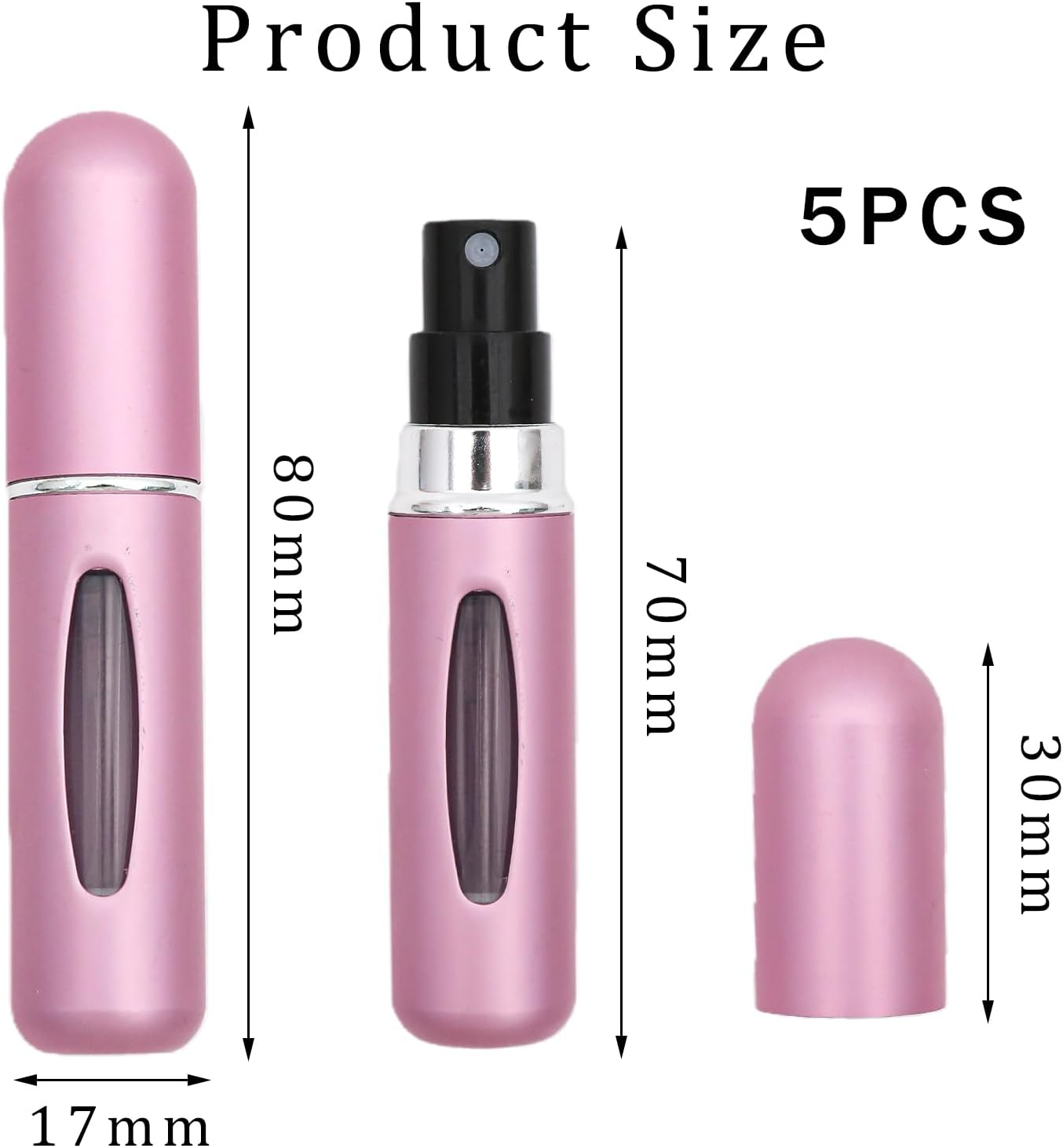 Ezranova 5 Pcs 5Ml Perfume Atomiser,Refillable Fine Mist Spray Bottles,Portable Mini Spray Travel Bottle,Spray Bottles,For Purse Handbag Pocket - Holiday Essentials (Five Colors) image number 6