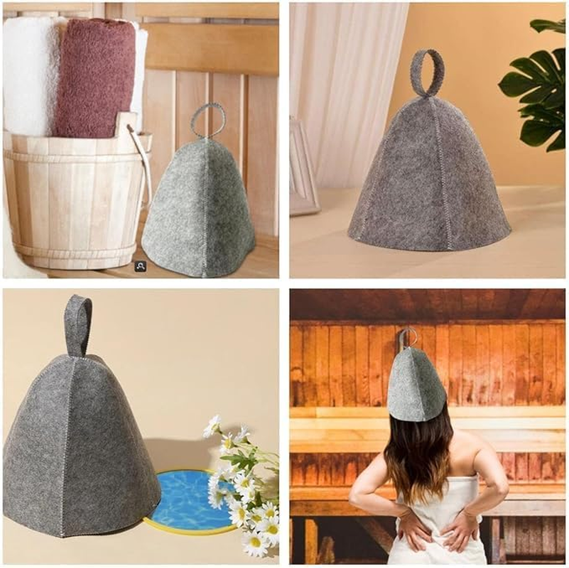 3 Pcs Sauna Hat,Sauna Hats for Men Women,Wool Sauna Hats Sauna Shower Use Caps,Sauna Hat Vaporarium Hat,Sauna Wool Cap Russian Banya Cap,Steam Bath Shower Sauna Accessories Universal for Women Men (A) image number 1