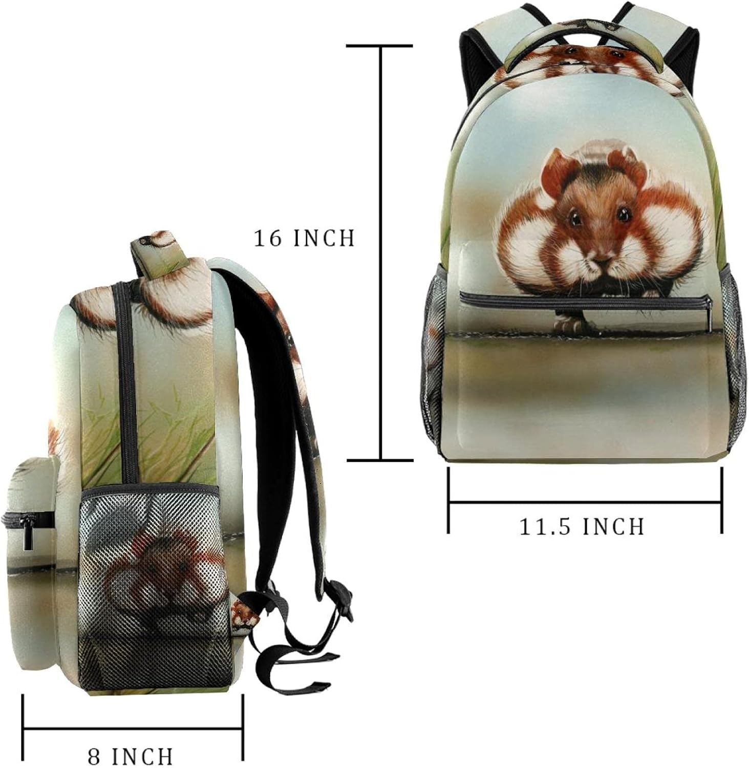 Hamster Backpack Students Shoulder Bags Travel Bag College School Tote Backpacks image number 3