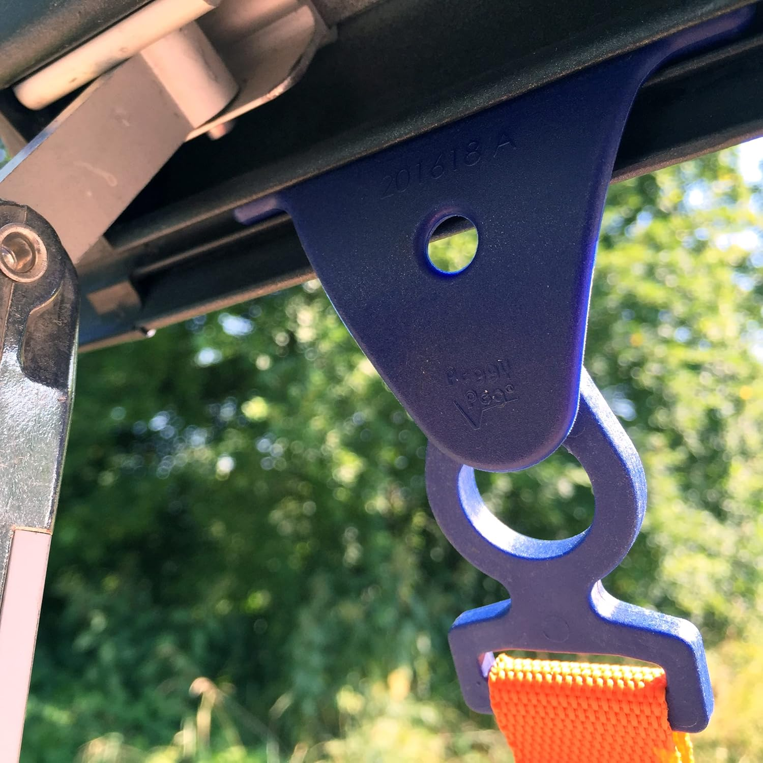 Peggy Peg - Orange Awning Storm Straps - Single Item - Tie down Strap 2.0 - Universal Fit for RV Awnings, Canopies & Gazebos image number 2