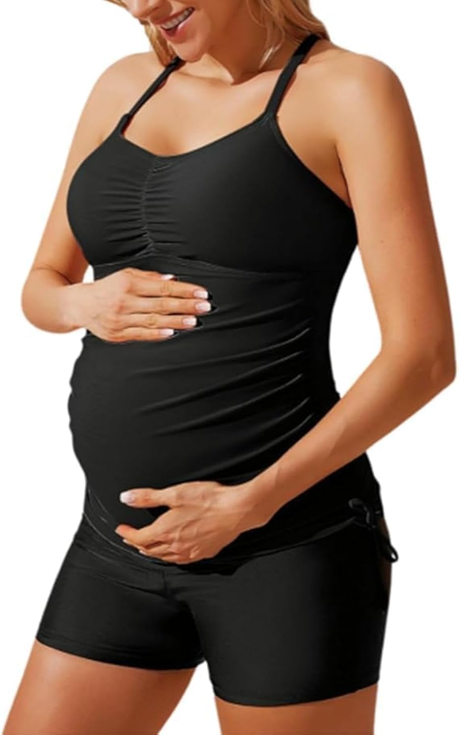 Maacie Maternity Tankini Swimsuits Tankini Top Bikini Top Boyshorts Set 3 Pieces