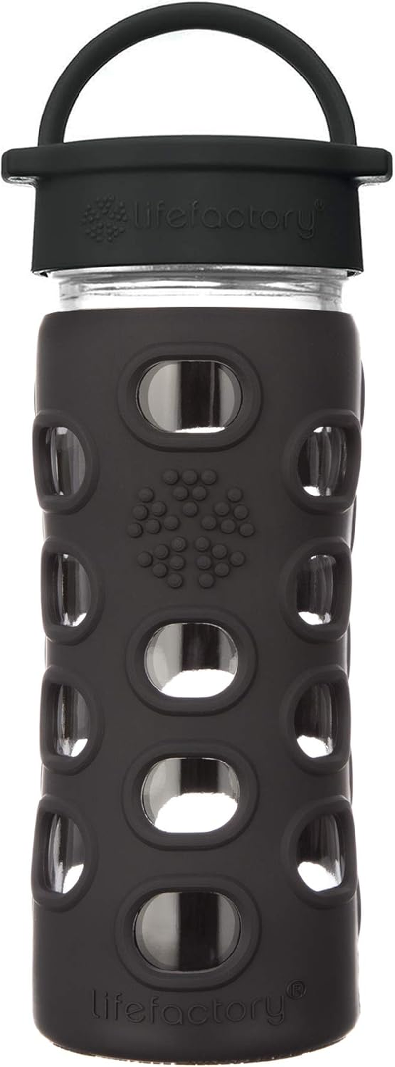 Lifefactory&reg; Classic Cap Glass Drink Bottle, 350Ml, Onyx Black, LF280019C4AUS