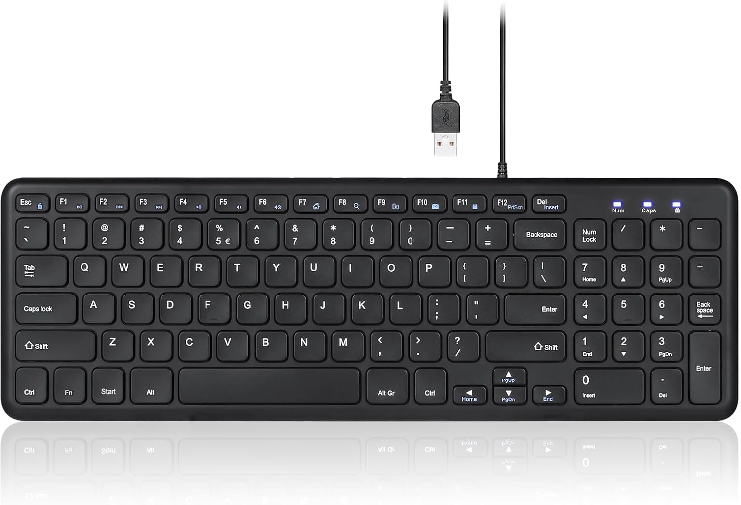 Perixx PERIBOARD-213U Wired Silent USB Scissor Keyboard, Compact Design with Number Pad, Black