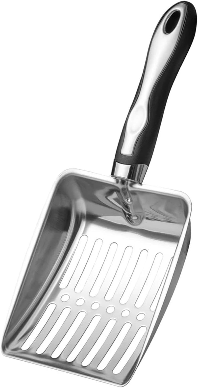 Cat Litter Scoop，Stainless Steel Scooper，Long Handle，Easy to Clean (Black) image number 4