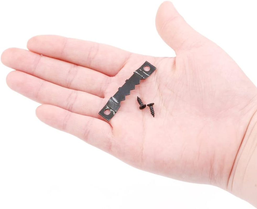 Swpeet 120 Pcs Sawtooth Picture Frame Hanging Hangers Double Hole with Screws for Home Decoration Creative Picture Frame Hanging (Black)