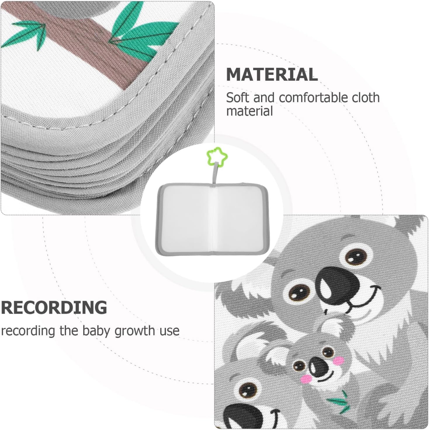 Vaguelly Album Memory Picture Book for First Photo Album Kiddy Photo Cloth Soft Scrapbook Grey Cloth image number 3