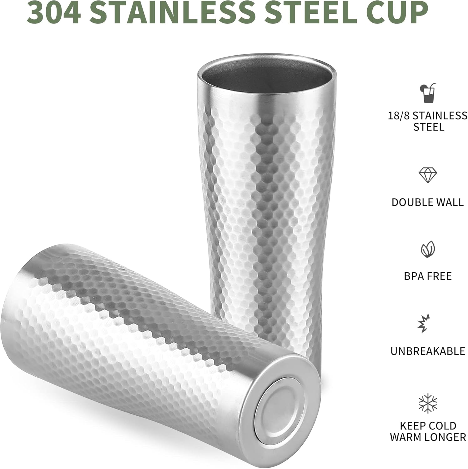 BEFOY Pint Cup - 16Oz Double Layer Cup Wall Stainless Steel Unbreakable Hot & Cold Drinking Cups for Home & Outdoor (510Ml, 2 Count (Pack of 1)) image number 5