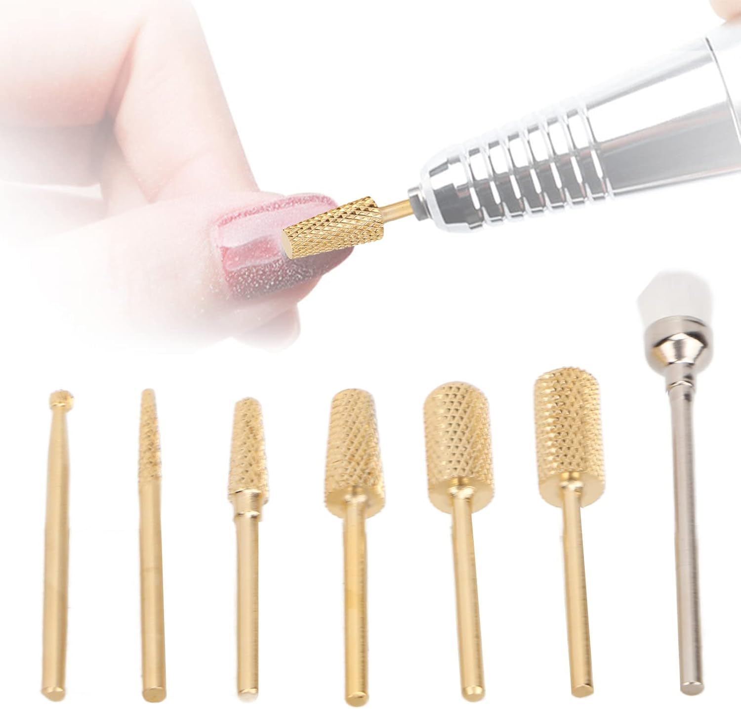QANYEGN Sanding Disc Nail Drill Bits, Stainless Steel Rotatable Nail Drill Bits, Cuticle Remover Bits Kit for Acrylic Gel Nails Cuticle Manicure image number 4