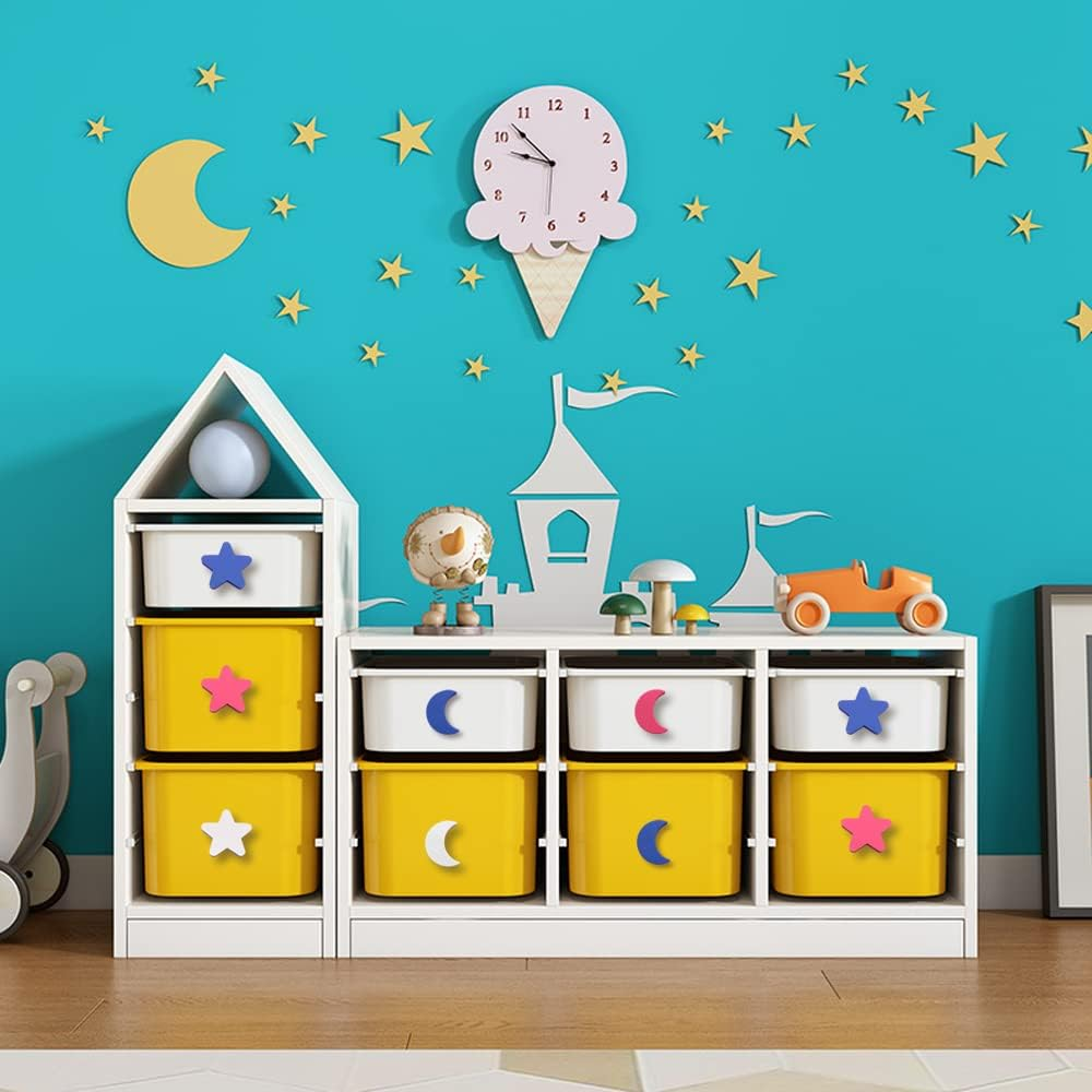 Mhwan Cabinet Knobs, Pack of 9 Soft Rubber Anti-Collision Drawer Knobs, Children, Stars, Moon, Clouds Knob for Cupboard, Furniture Knobs, Children, Furniture Knob and Cabinet Door Knobs for Baby Safety (White) image number 4