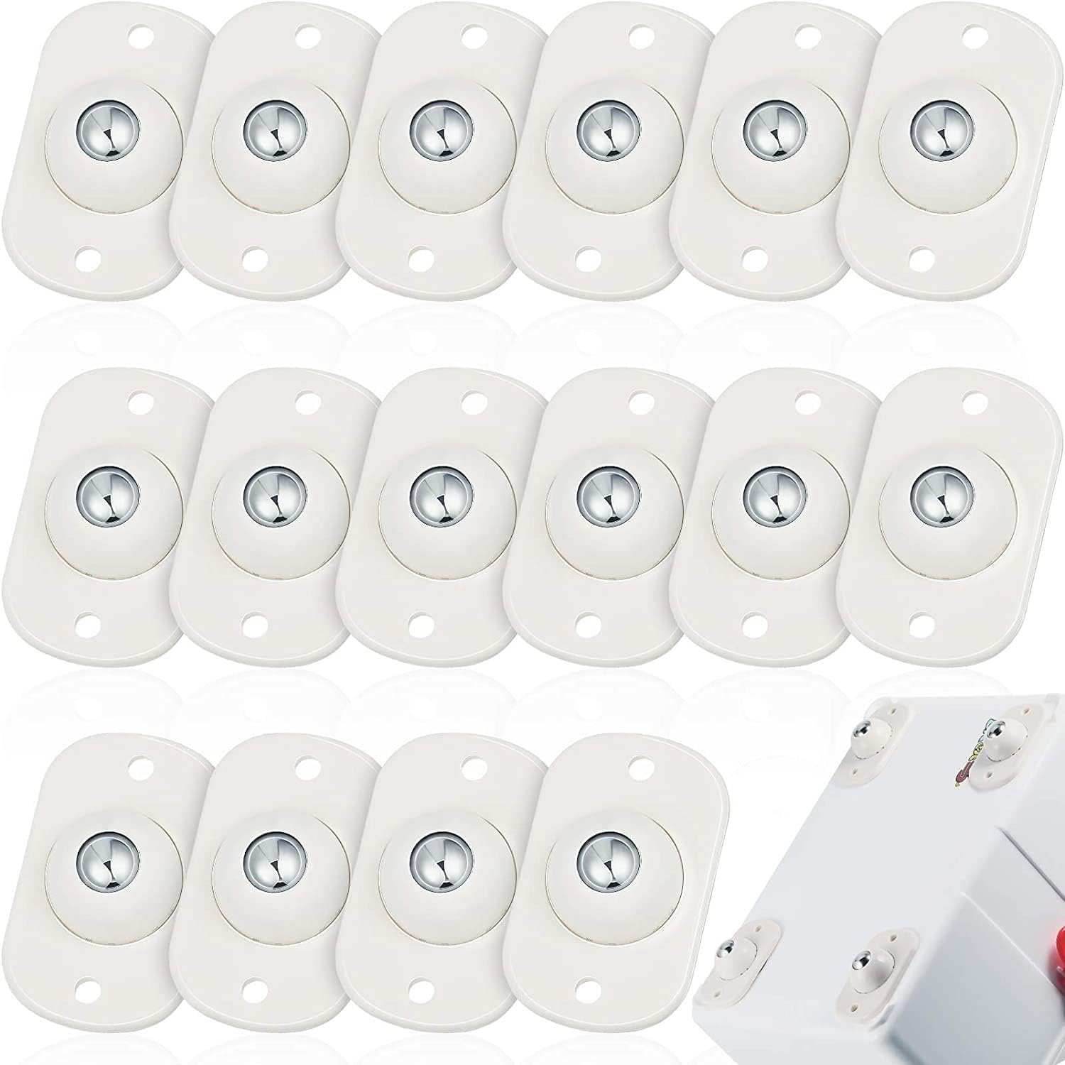 16 Pieces Self Adhesive Caster Wheels Mini Swivel Wheels Stainless Steel Paste Universal Wheel 360 Degree Rotation Sticky Pulley for Bins Bottom Storage Box Furniture Trash Can image number 4