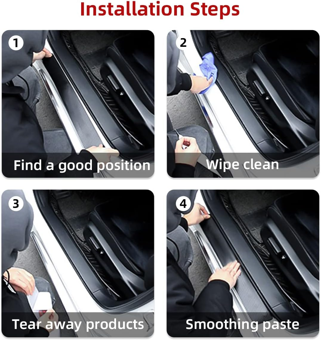 Ziciner Car Rear Bumper Protector Guard, Anti-Scratch Carbon Fiber Trunk Door Sill Protection Strip Sticker, Universal Vehicle Trim Cover Accessories for Car, Truck, SUV, Van (41&times;3.75 In, Black) image number 5