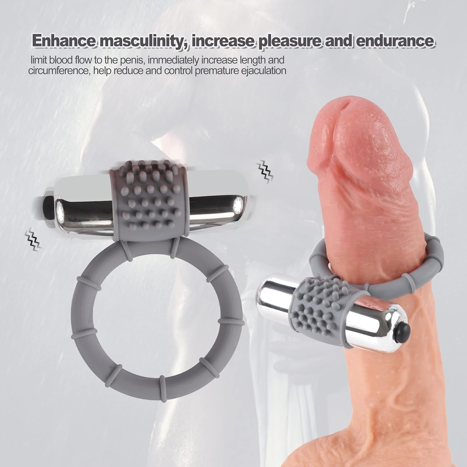 Single Ring Design Shaft Ring with Ball Rring Extured Silicone Bionic Bullet Delay Ring Premium Elastic Ring for Men Long Lasting Enhancement Ring Bed Exercise Ring Sports Bodybuilding Trainer image number 3