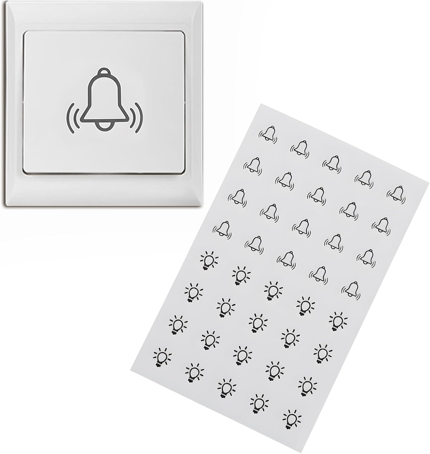 VGOL 40Pcs Transparent Switch Sticker Set Bells Stickers Light Symbol Stickers 14X14Mm for Outdoor Indoor Switch image number 4