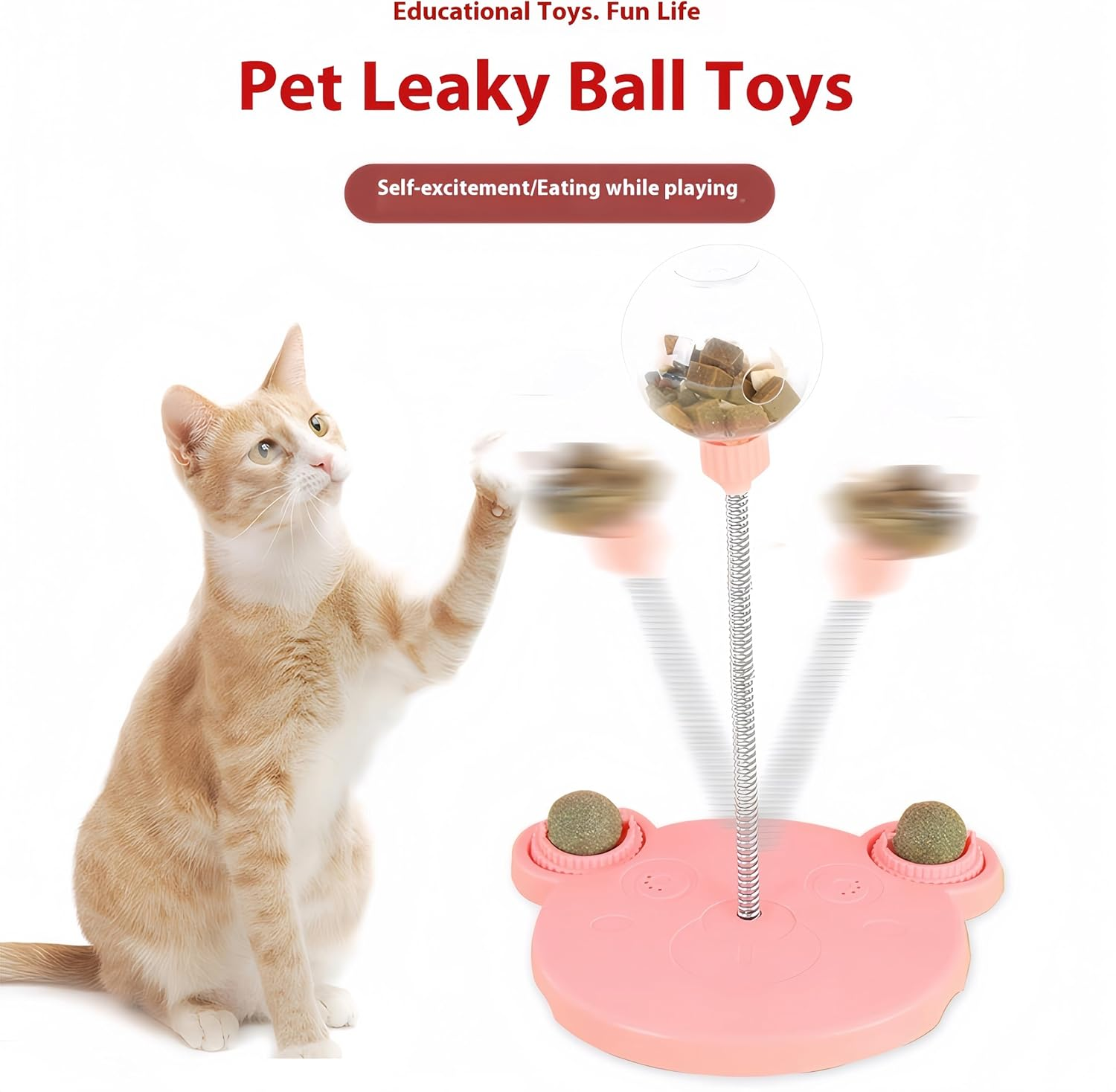Febohao Interactive Toys for Cats Dogs Enrichment Leaking Treats Ball Pet Feeder Toy with Catnip Cat Puzzle Feeder for Boredom Indoor Slow Feeder image number 2