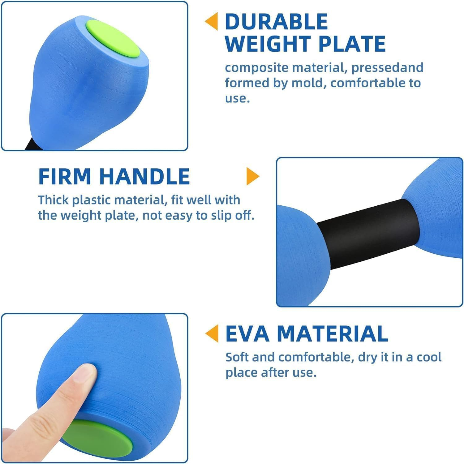 Tjhypente 2 Pcs Water Sports Dumbbells, Aquatic Exercise Dumbbells, EVA Foam Water Aerobics, Barbells for Swimming Pool Fitness, Water Aerobics, Resistance Training, Weight Loss and Shaping image number 5