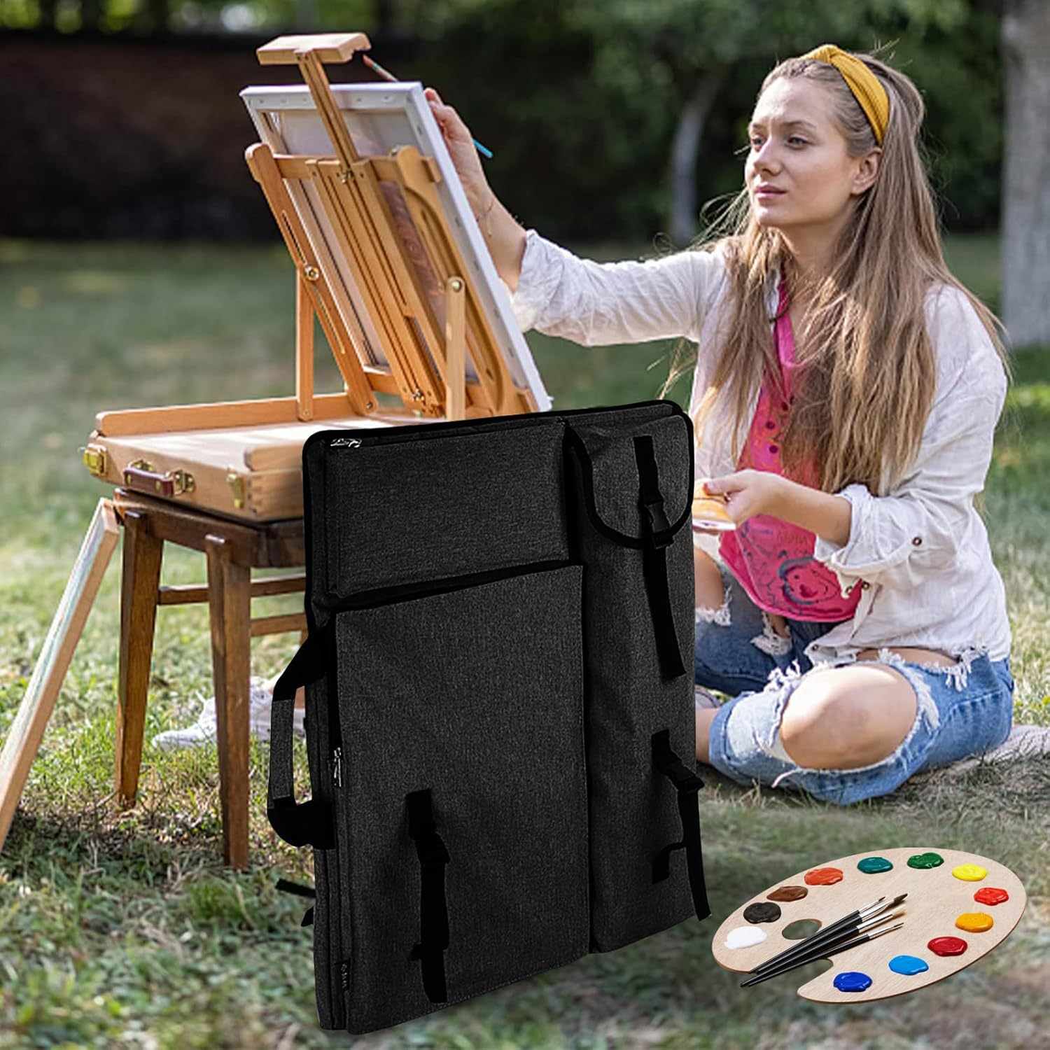 A3 Art Portfolio Case 20X26Inch 4K Waterproof Artist Carry Bag with Handle Painting Sketch Pad Storage Tote Bag Multifunction Art Handbag Backpack for Artwork Sktchbook Drawing Board Organizer