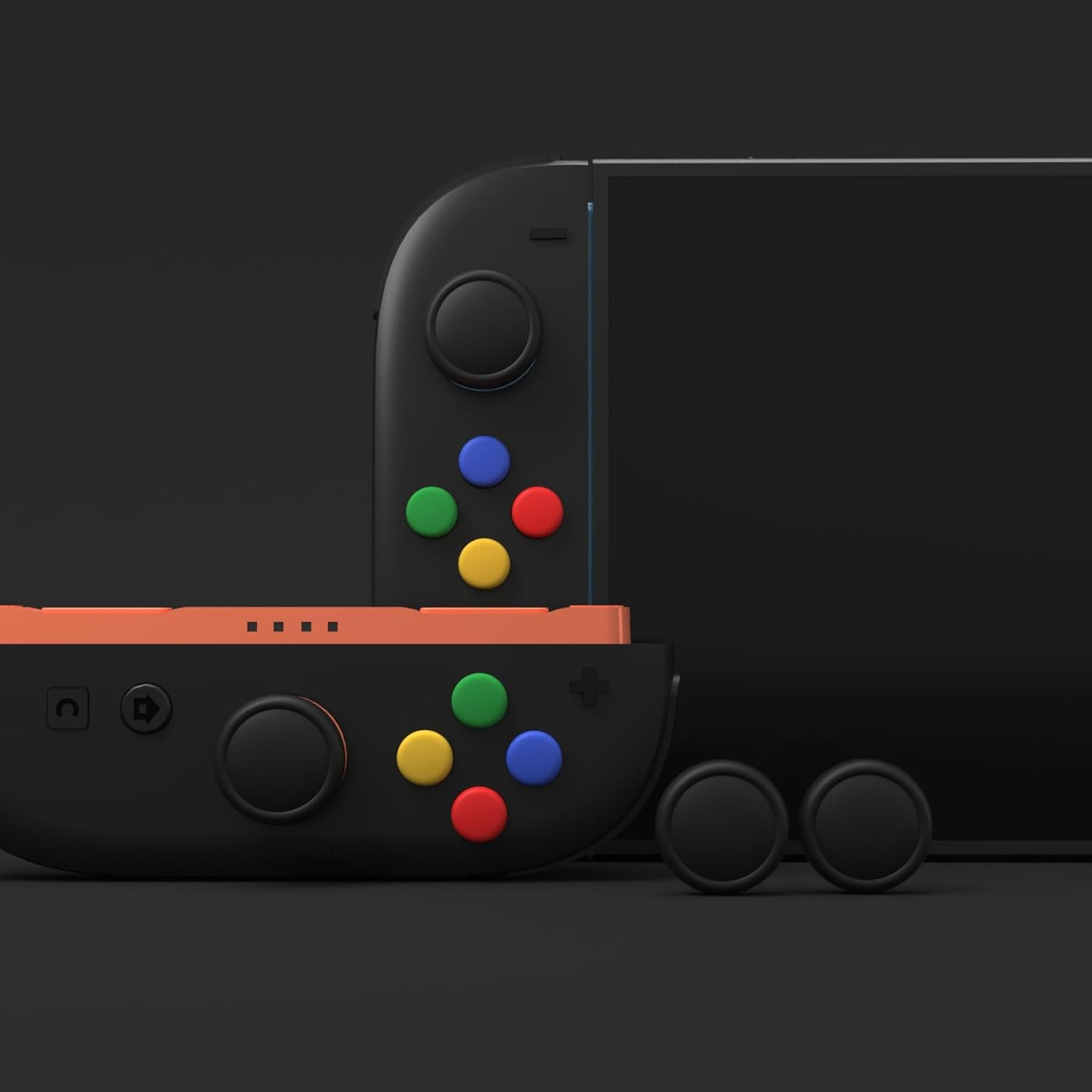 Playvital Silicone Button Covers and Thumb Grip Set for Nintendo Switch 2, 4 Pcs Colorful ABXY Directional Button Caps & 2 Joystick Caps for Joycon 2 - Black image number 2