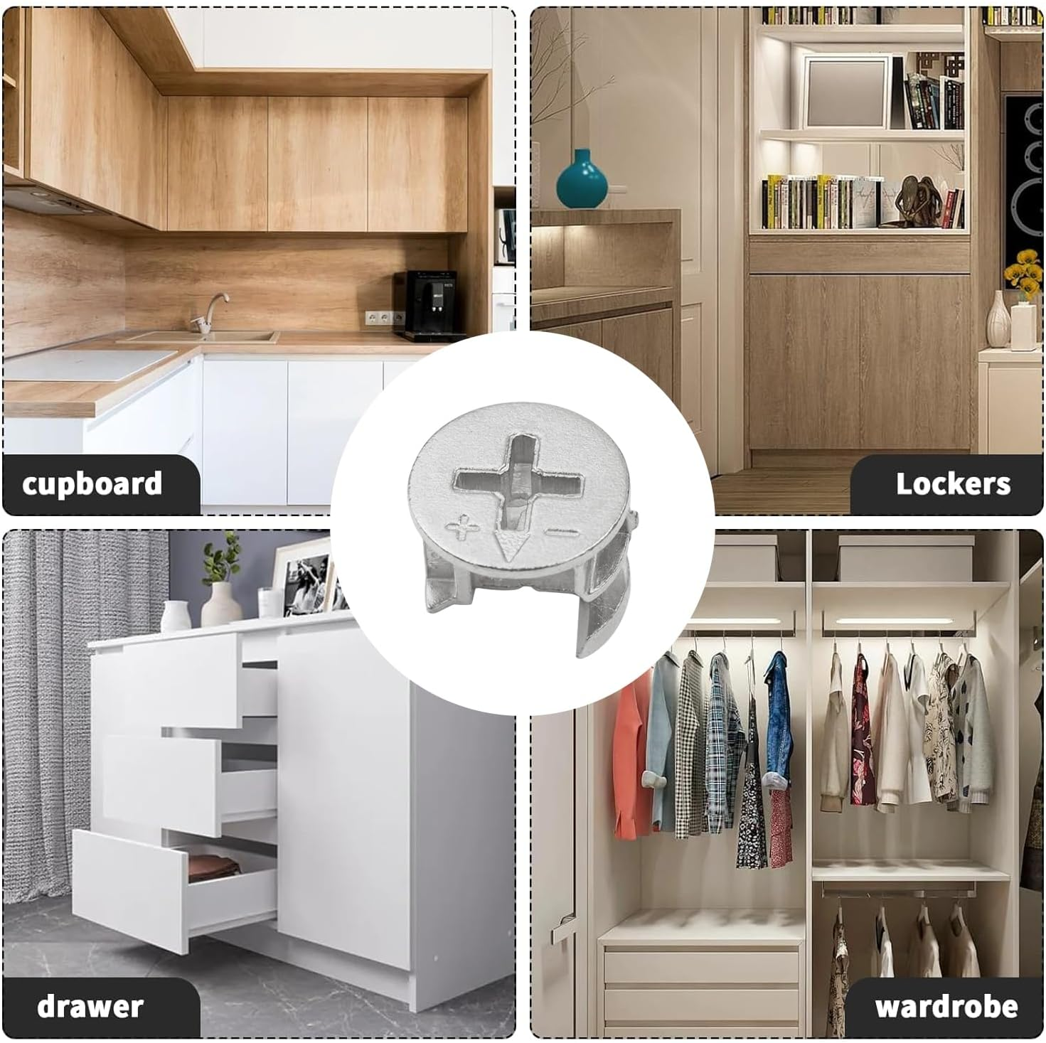 10PCS Durable Cam Lock Set for Drawers & Wardrobes &ndash; Anti-Corrosion, Secure Furniture Connector image number 2