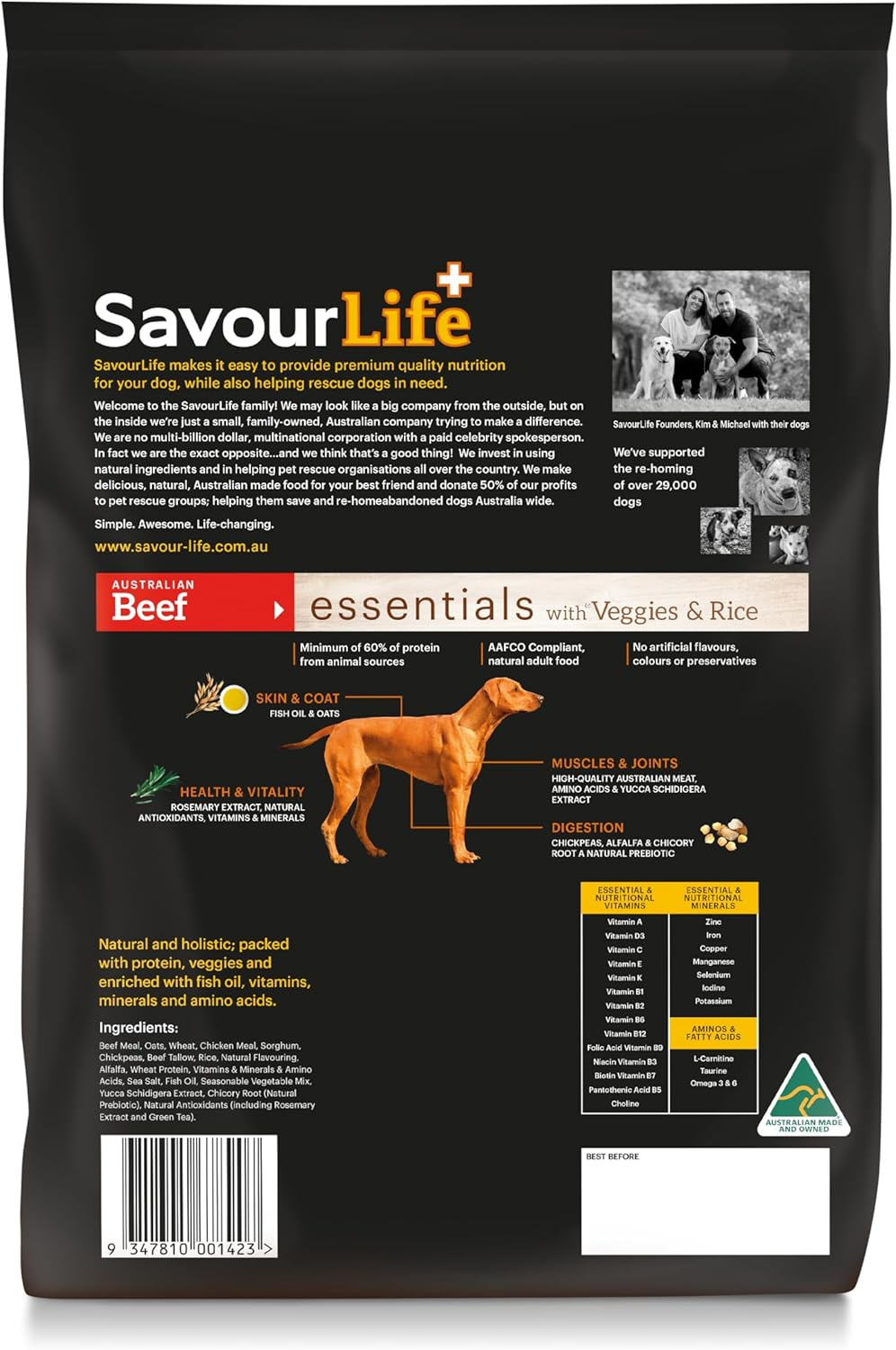 Savourlife Essentials Dog Food, Australian Beef Veggies & Rice, 3Kg image number 1