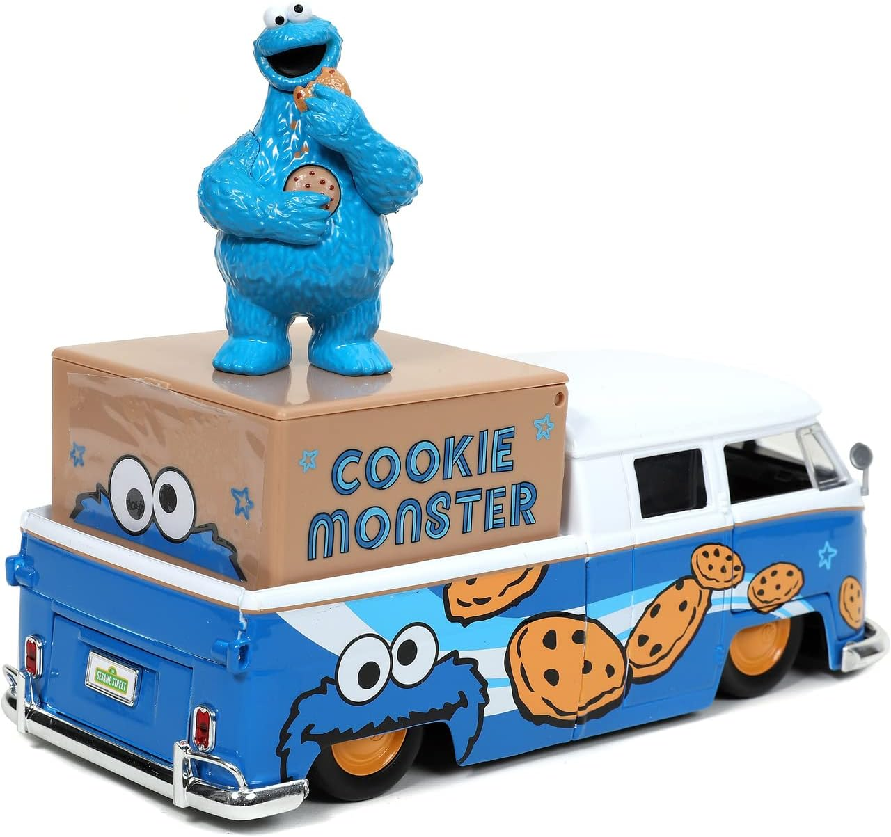 Jada Toys Sesame Street - 1963 1:24 Scale Die Cast Volkswagen Bus with Cookie Monster Figure - Multicolor image number 2