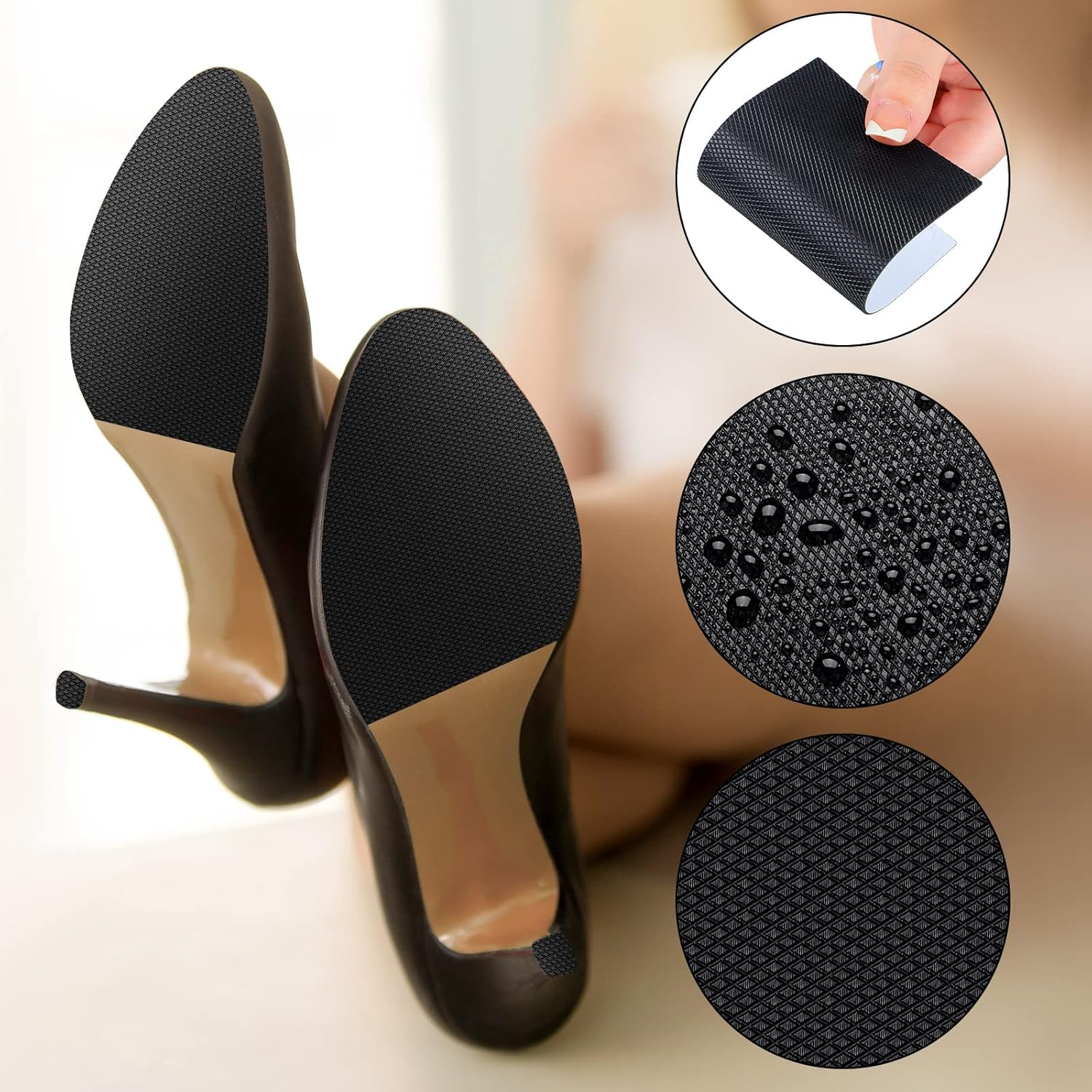 Timtin 9 Pcs Shoe Sole Protectors Self Adhesive Nonslip Pads anti Slip Shoe Grip Sticker for High Heels, Rubber Silicone Resistant High Heels (5.1 X 3.15 X 0.04 Inch), White, 5.1 X 3.15 X 0.04 Inch image number 5