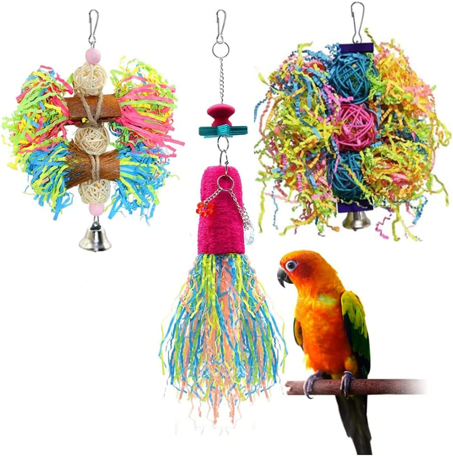 Bird Parrot Toys 3 Pack Shredder Chewing Cage Foraging Hanging Toy for Small Parakeets Parrotlets Lovebirds Cockatiels Hummingbird Finches image number 2