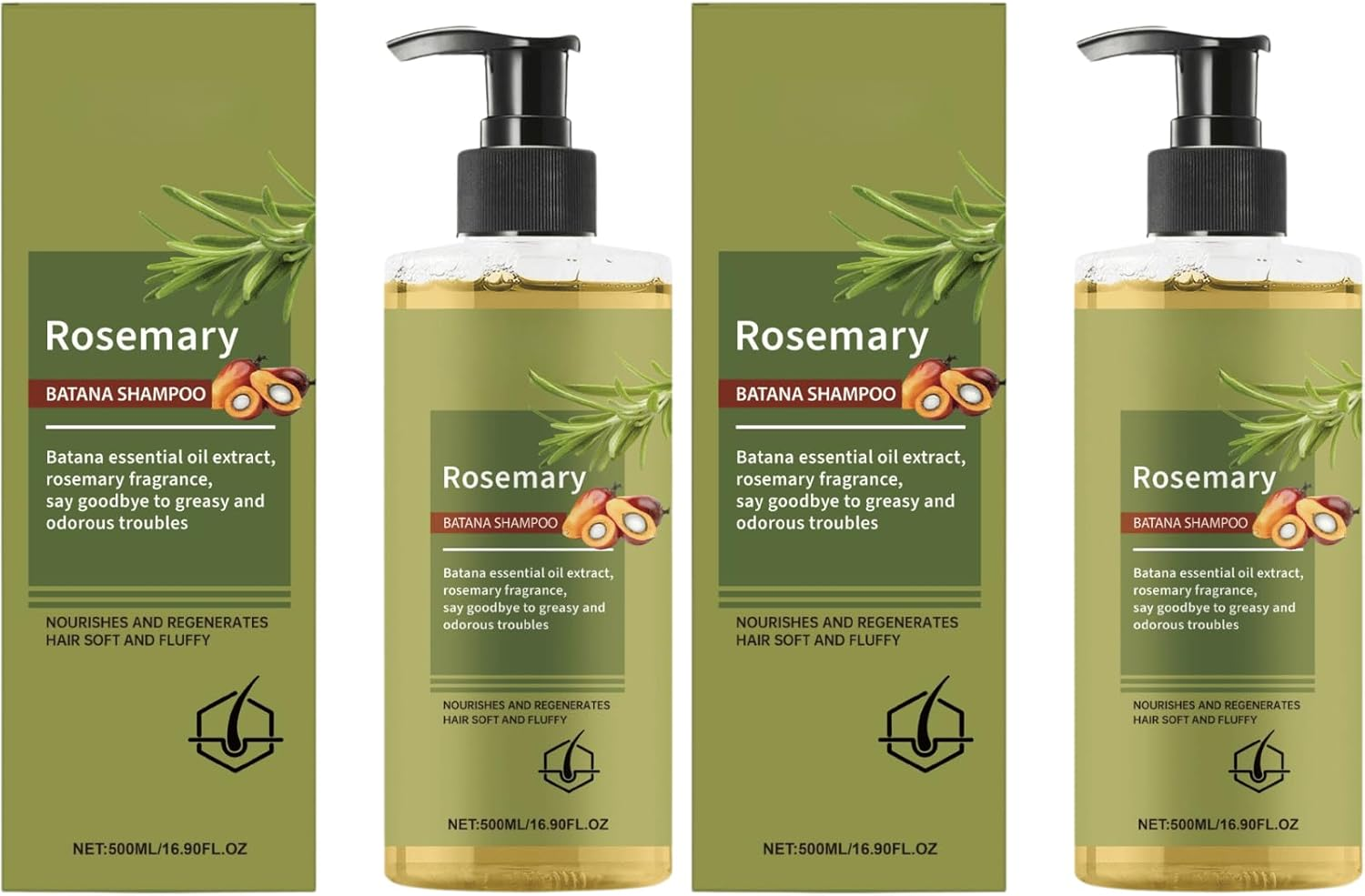 Rosemary Shampoo for Deep Nourishment &ndash; Strengthening Hair Cleanser for Healthier, Shinier & Fuller-Looking Hair &ndash; Gentle Scalp Care & Daily Refreshing Cleanse (3Pcs)