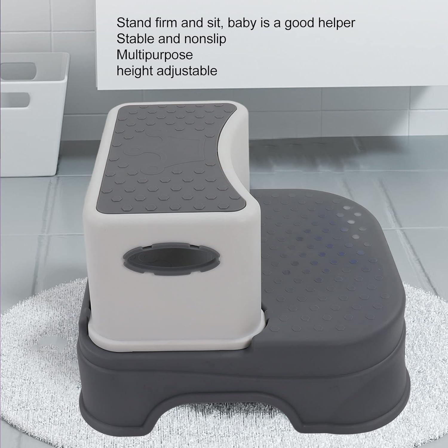 Double Antiskid Kids Step Stool, Double Antiskid Height Adjustable Widened Base Ergonomic Toddler Step Stool 2 Layer Detachable Step Stool, Toddler Step Stool for Bathroom Sink image number 1