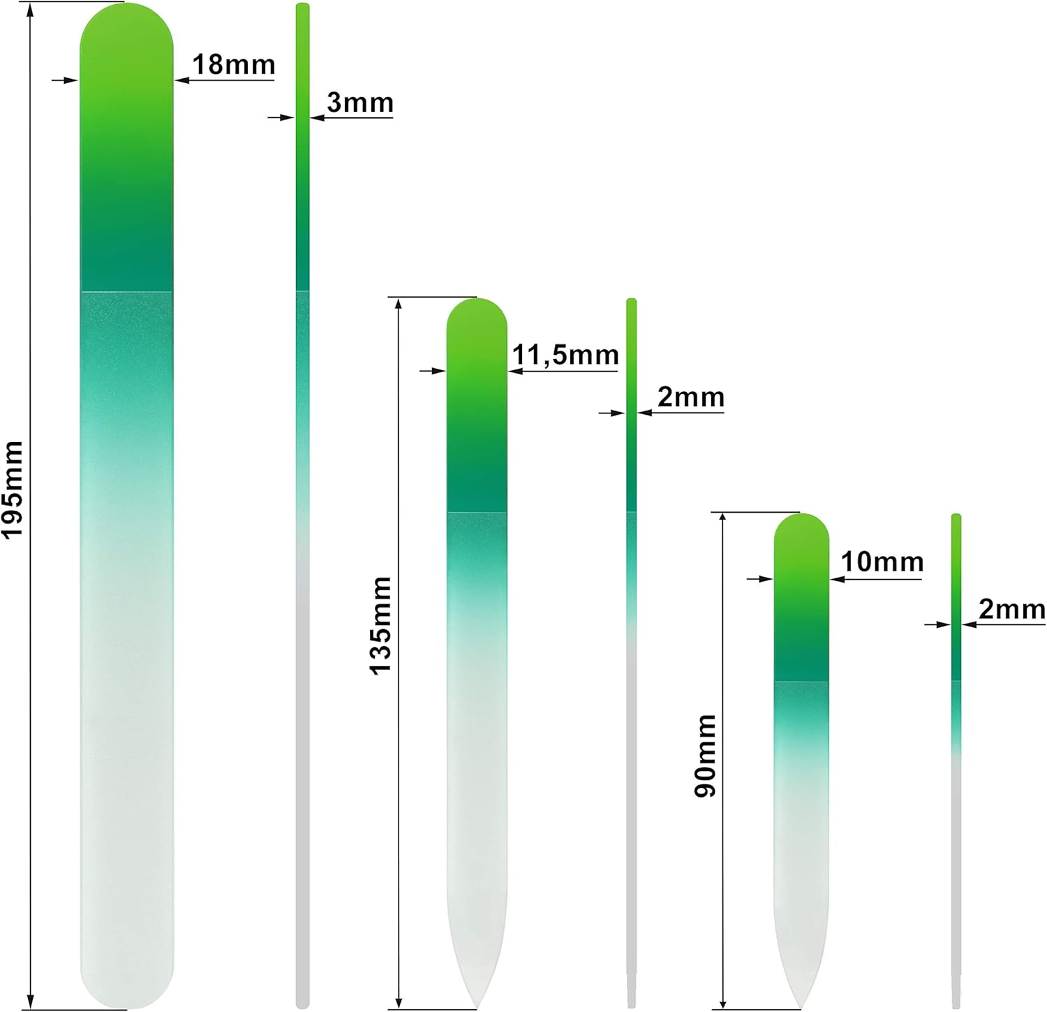 Mont Bleu Set of 3 Crystal Nail Files in Velvet Pouch, Rainbow Colors, Genuine Czech Tempered Glass, Lifetime Guaranty, Hand Made in Czech Republic, Glass Nail Files Prime by Mont Bleu