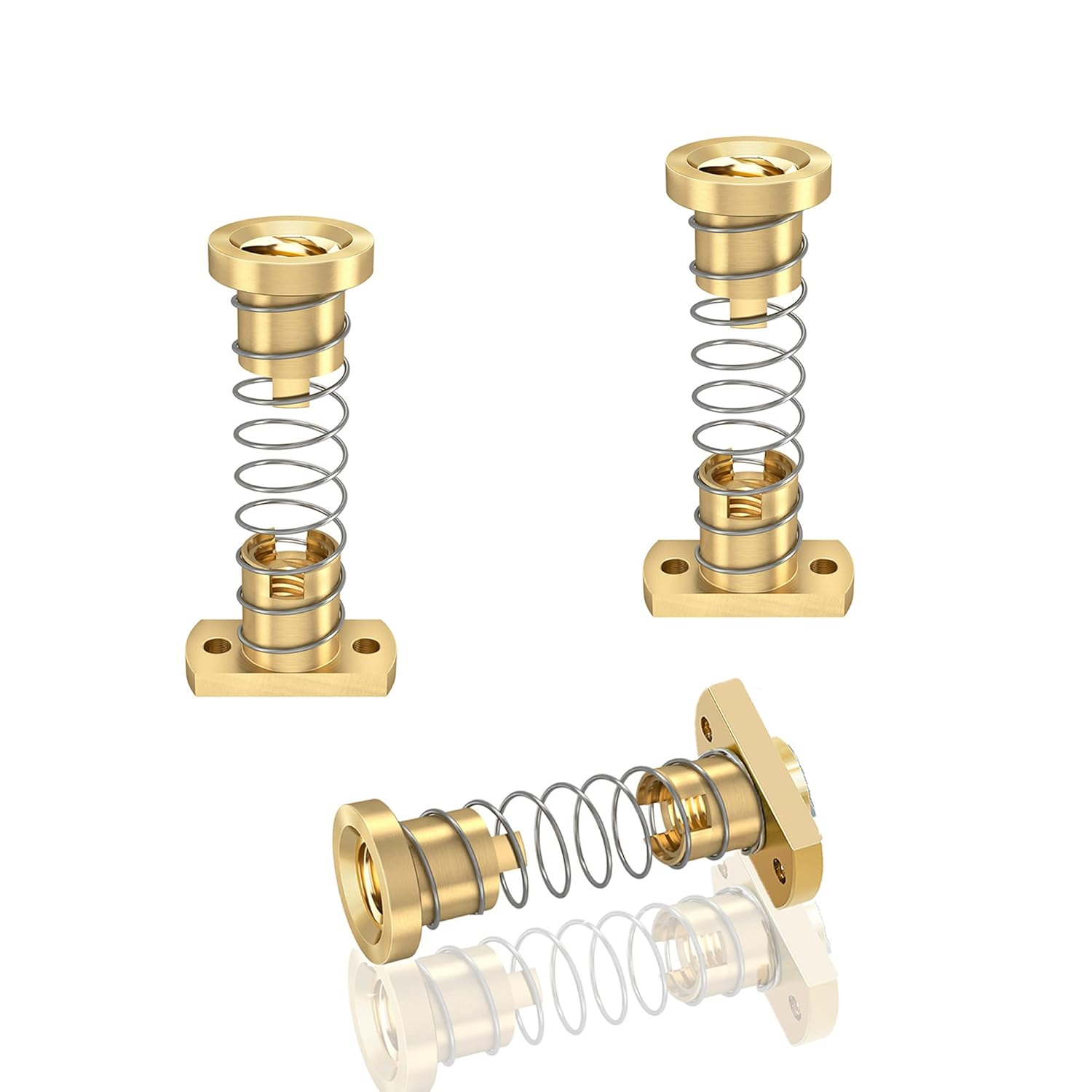 Lokkr 3Pcs T8 Tr8X8 anti Backlash Nut, Spring Loaded Nut (Pitch 2Mm Lead 8Mm) Lead Screw Brass Nuts for Ender 3/Ender 3S/Ender 3 Pro/Ender 3 V2/CR-10, CNC, 3D Printer Parts