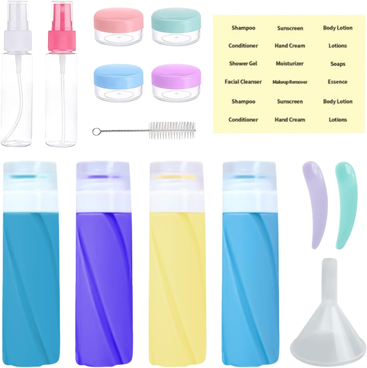 Travel Bottles for Toiletries - Travel Size Shampoo Spray Bottles | Leak Proof Empty Toiletry Containers Set Body for Shower Camping Holiday Vacation Road Trip image number 1