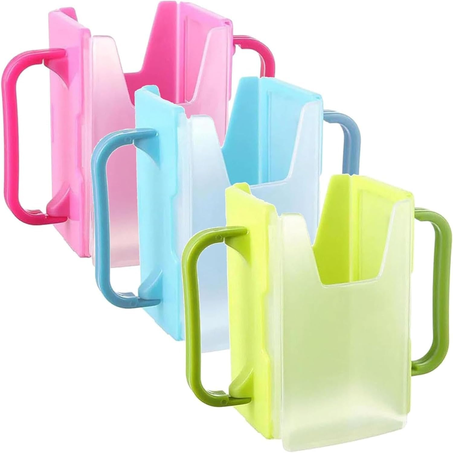 3 Pcs Milk Carton Holder, Squeeze Proof Pouch Holder, Drink Pouch Holder for Toddler, Adjustable and Portable Juice Bag Holder for Kids (Three Colours)