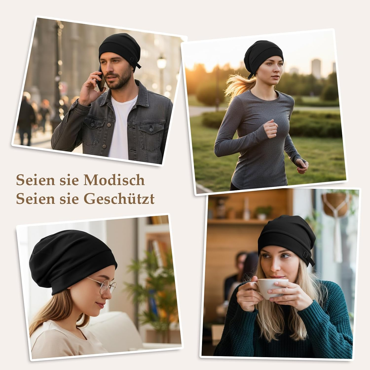 Jazrvr Sleeping Cap, Double Layer Silk Hood for the Night, Adjustable Hair Cap, 24 X 16 X 0.5 Cm, Breathable Design image number 2