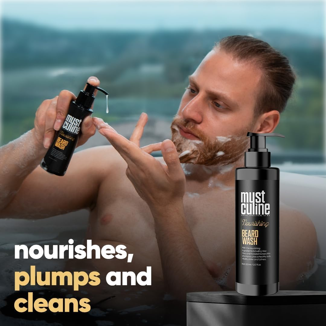 Mustculine Beard Wash Shampoo, Tea Tree Oil & Argan Oil Anti-Dandruff, Anti-Itching Shampoo for Men (1 Package) image number 3