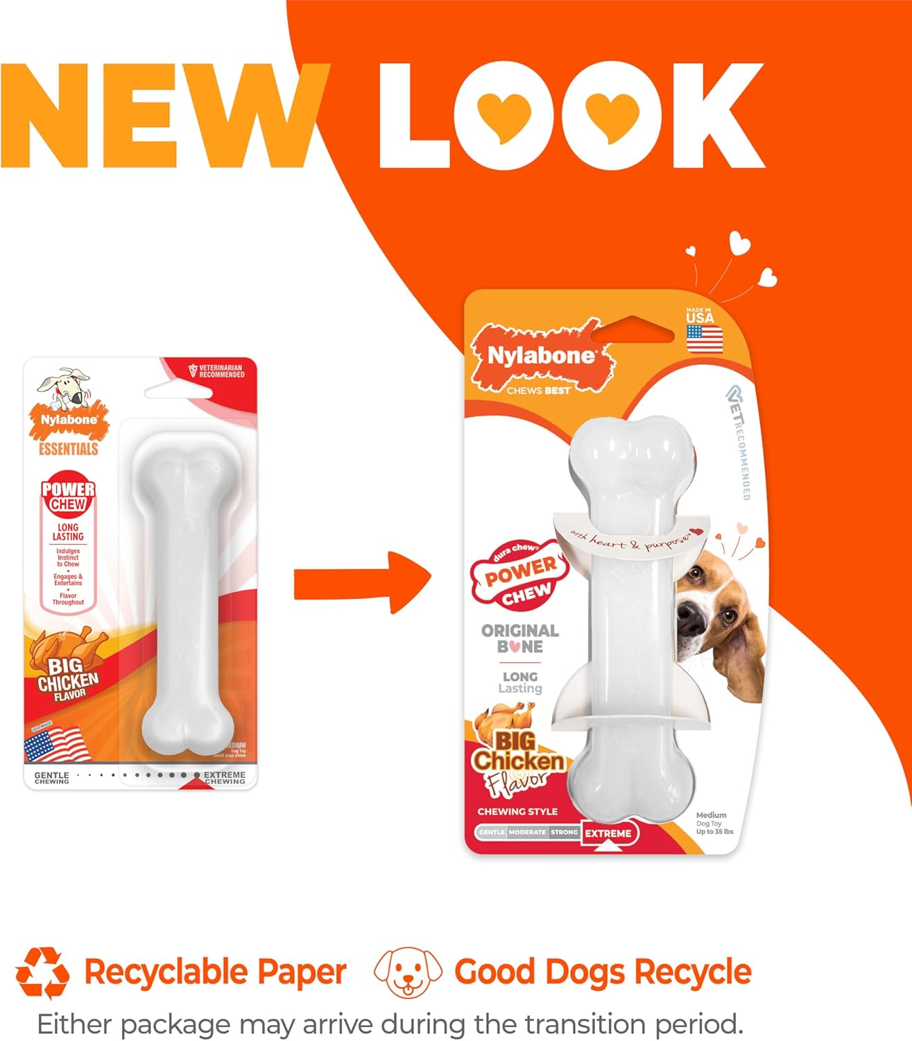 Nylabone Chicken Bone Chew Toy on Card, Wolf image number 2