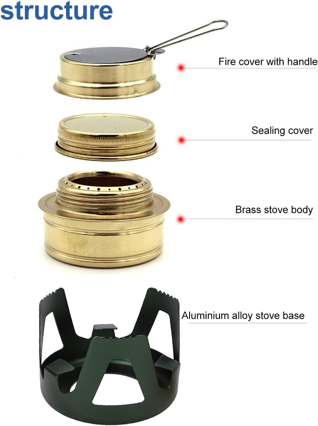 Mini Alcohol Stove, Portable Brass Spirit Burner Cooktop with Aluminium Stand and Extinguish Lid, Ultralight Windproof Camping Cookware for Outdoor Camping, Hiking, Picnic (Dark Green) image number 3