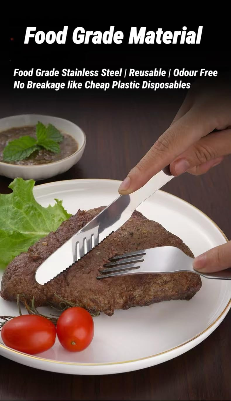 Mernard 4-In-1 Camping Utensil Set - Stainless Steel Camping Cutlery Set with Compact Knife Fork Spoon Bottle Opener for Hiking, Picnic, Travel Outdoor