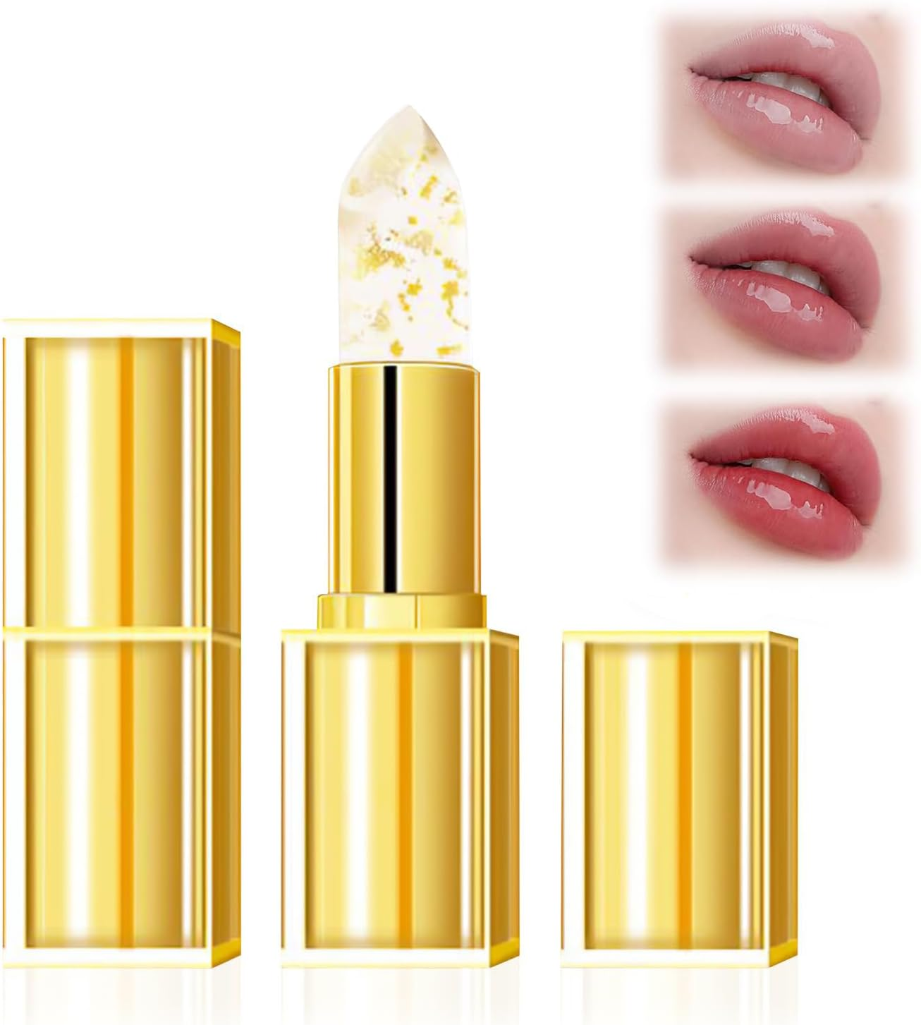 Transferproof Color Changing Lipstick, Gold Crystal Color Changing Lipstick, Long Lasting Nutritious Lip, Magic Temperature Color Change Lip, Temperature Change Lipstick (3PCS)