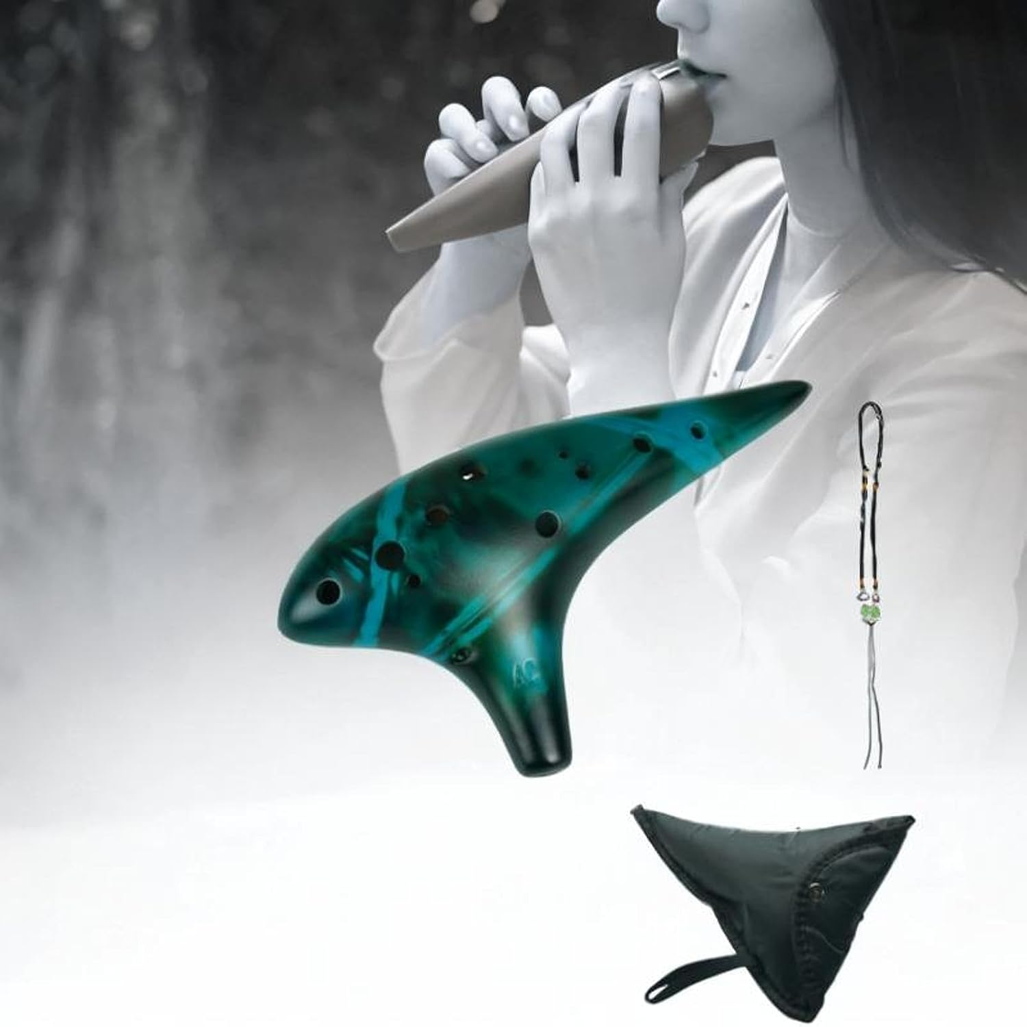 12 Hole Ocarinas Musical Instrument Pure Tone Beautiful Ocarina Instrument for Beginners Gift, Blue image number 5