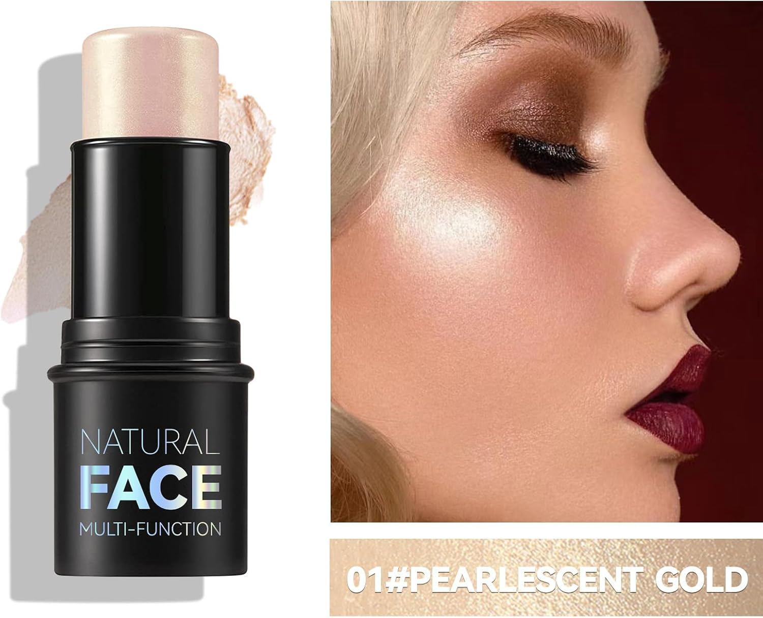 Roseflower 3Pcs Face Contour Makeup Set, Highlighter and Blush Cream Kit with Brush, Contouring Stick for Fair Skin, Concealer for Beginner Women Teen Girls - 22 image number 7