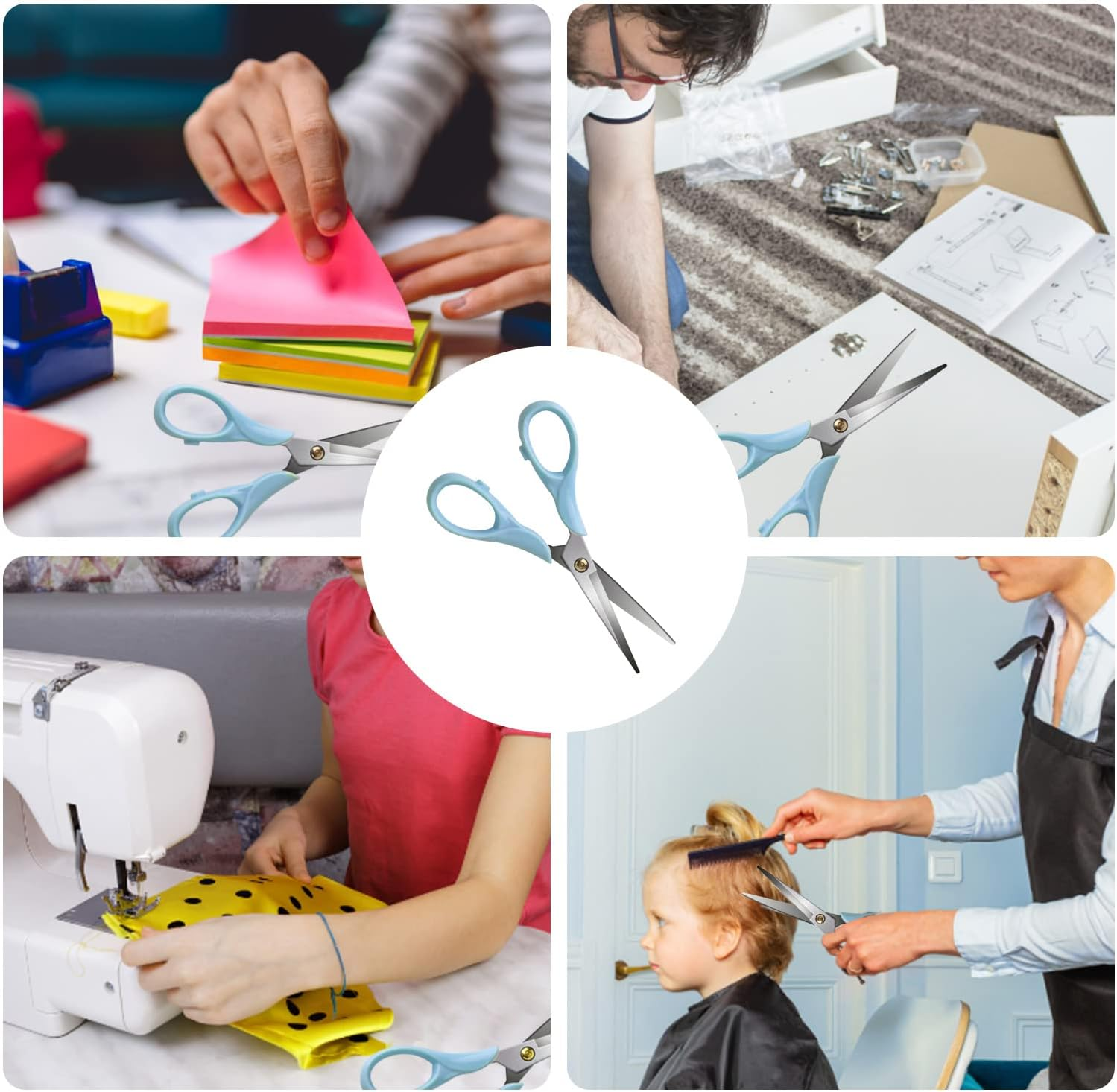 Scissors Blue, Stainless Steel Blade with Acrylic Handle, All Purpose Scissor for Office, School, Home, Fabric Shears, Tijeras image number 1