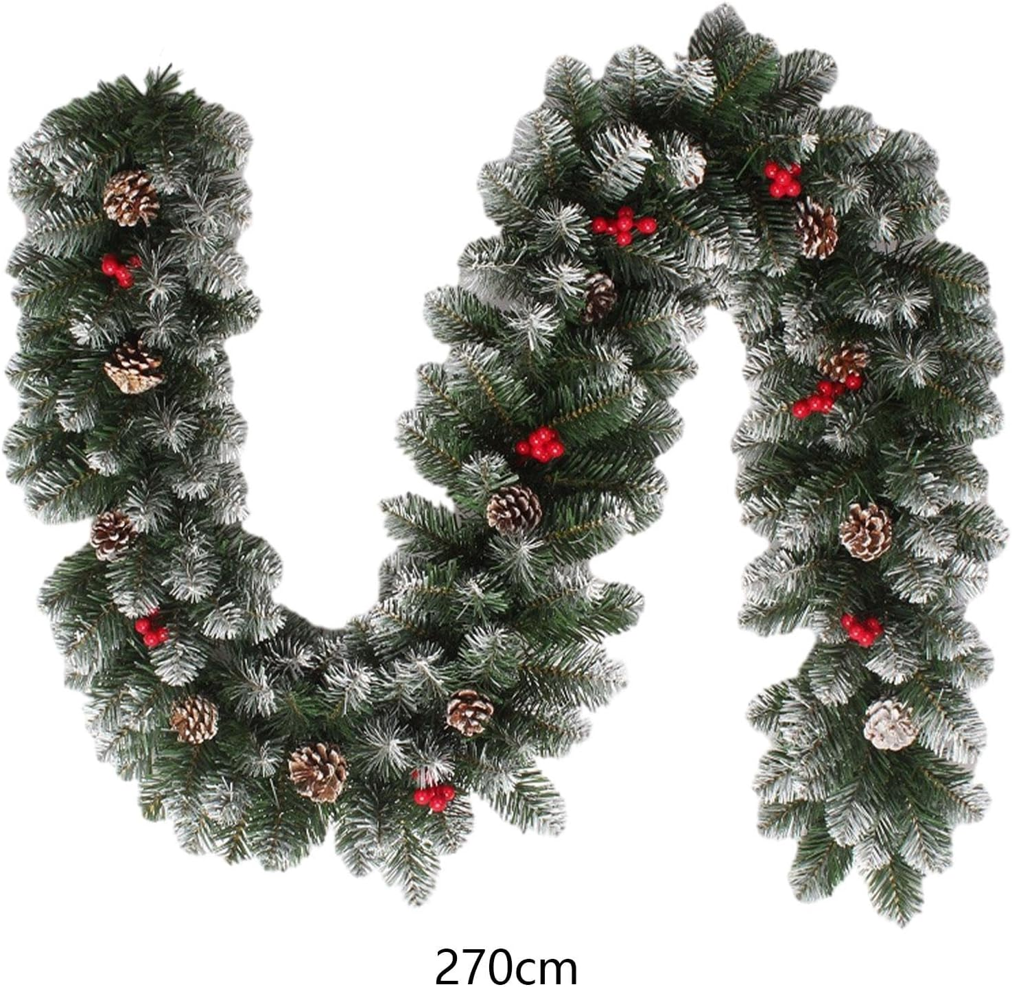 TENOL 8.86Ft Christmas Garland Decorations, Outdoor Christmas Garland for Mantle, Christmas Garland Indoor for Stairs Railing