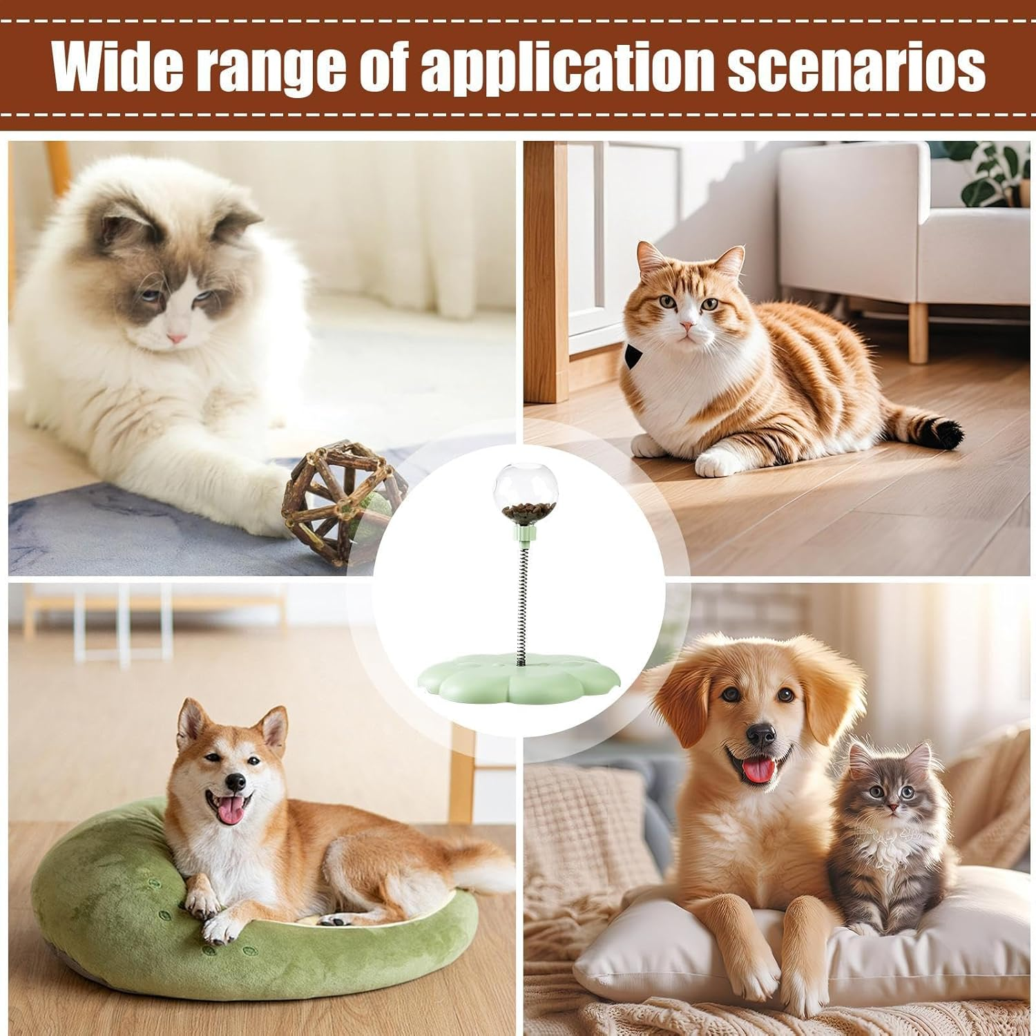 Wobbling Dog Treat Toy,Wiggling Treat Toy for Dogs,Cat Interactive Dispenser with Spring,Cat Food Dispenser Toys,Snack Ball Dog,Leaking Treats Ball Pet Feeder Toy image number 2