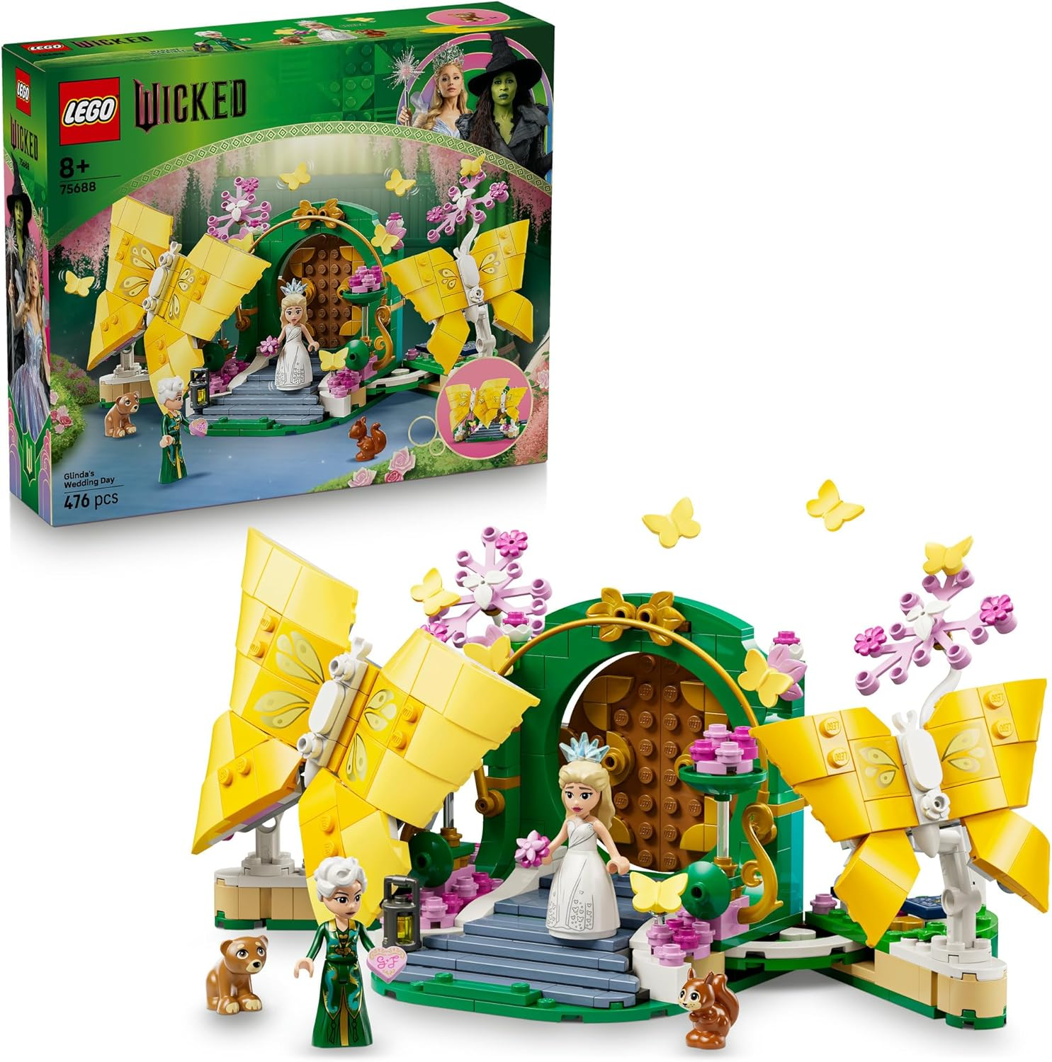LEGO&reg; Wicked Glinda&rsquo;S Wedding Day Set 75688 Butterfly Toy Inspires Imaginative Role-Play Activities for Kids Aged 8 and Over, Fun Fantasy Toy for Girls and Boys Includes 2 Minidolls 75688 image number 3